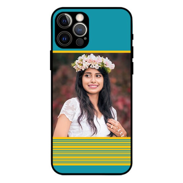 Iphone 12 Pro Custom Glass Phone Case  - Yellow & Blue Design 