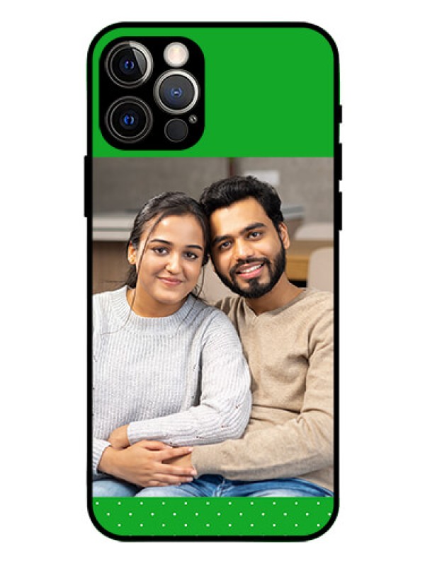Custom Iphone 12 Pro Personalized Glass Phone Case  - Green Pattern Design