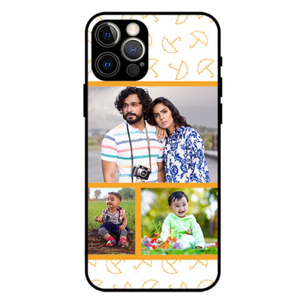 Iphone 12 Pro Custom Glass Mobile Case - Yellow Pattern Design Iphone 12 Pro Custom Glass Mobile Case - Yellow Pattern Design