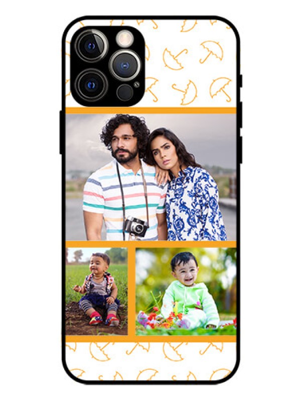 Custom Iphone 12 Pro Custom Glass Mobile Case  - Yellow Pattern Design