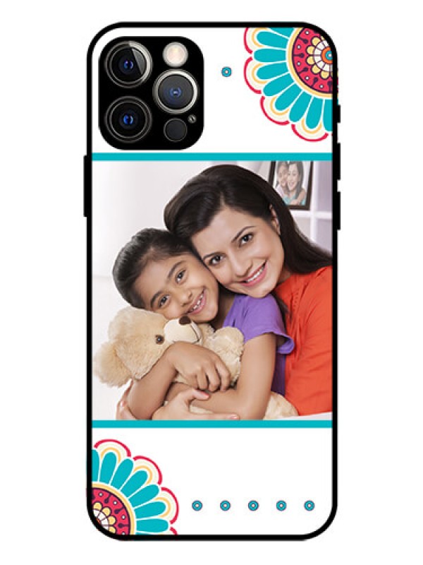 Custom Iphone 12 Pro Custom Glass Phone Case  - Flower Design