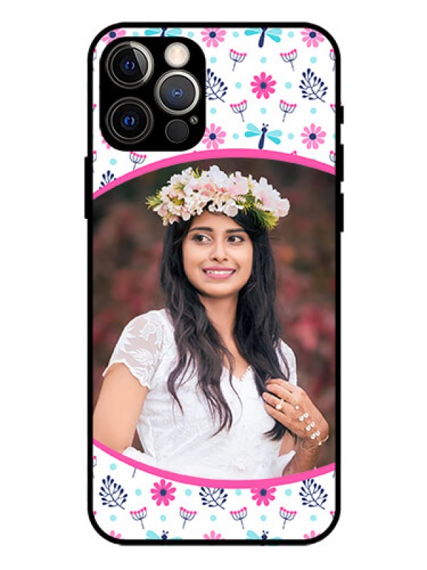 Custom Iphone 12 Pro Photo Printing on Glass Case  - Colorful Flower Design