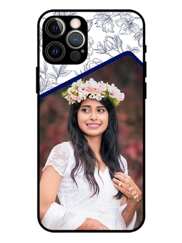 Custom Iphone 12 Pro Personalized Glass Phone Case  - Premium Floral Design