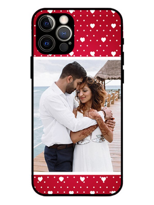 Custom Iphone 12 Pro Photo Printing on Glass Case  - Hearts Mobile Case Design