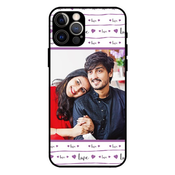 Iphone 12 Pro Custom Glass Mobile Case  - Couples Heart Design