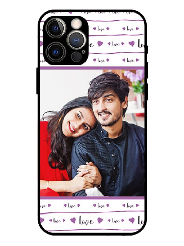 Custom Iphone 12 Pro Custom Glass Mobile Case  - Couples Heart Design