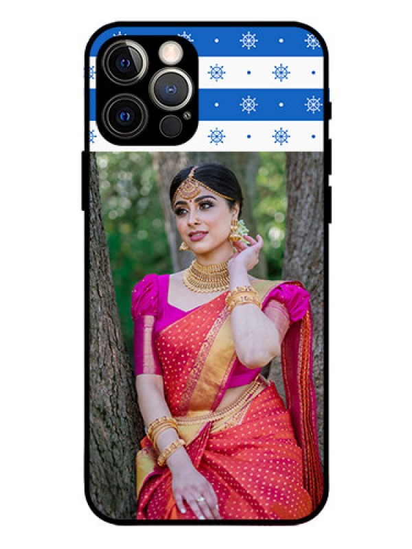 Custom Iphone 12 Pro Photo Printing on Glass Case  - Snow Pattern Design