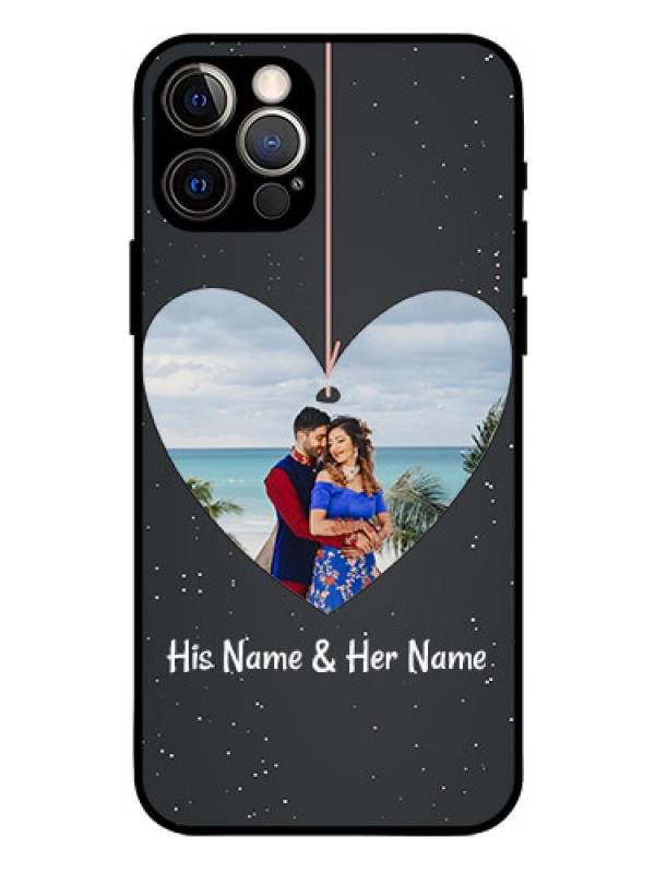 Custom Iphone 12 Pro Custom Glass Phone Case  - Hanging Heart Design