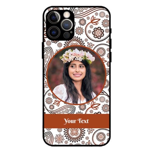 Iphone 12 Pro Custom Glass Mobile Case  - Abstract Floral Design 
