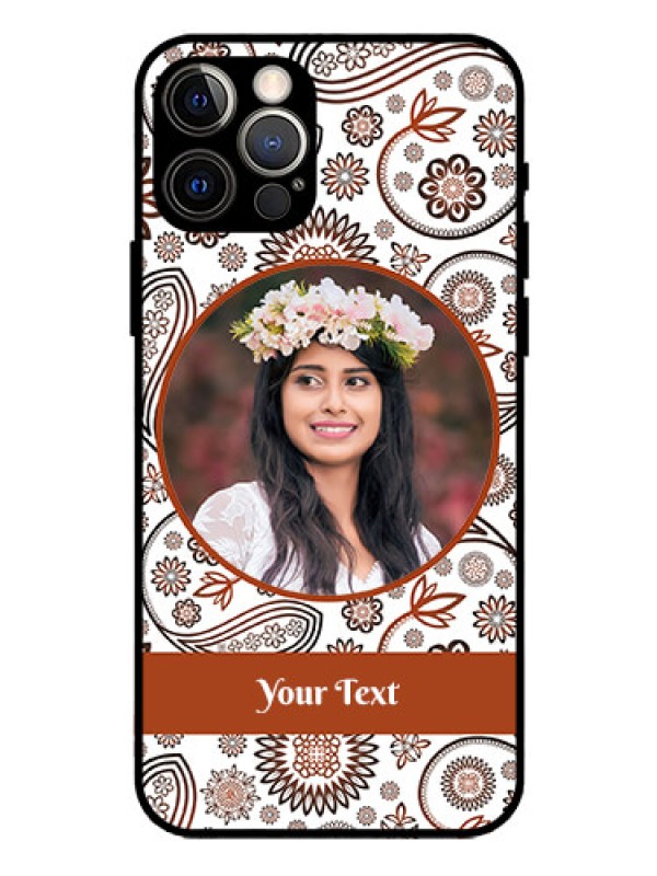 Custom Iphone 12 Pro Custom Glass Mobile Case  - Abstract Floral Design 