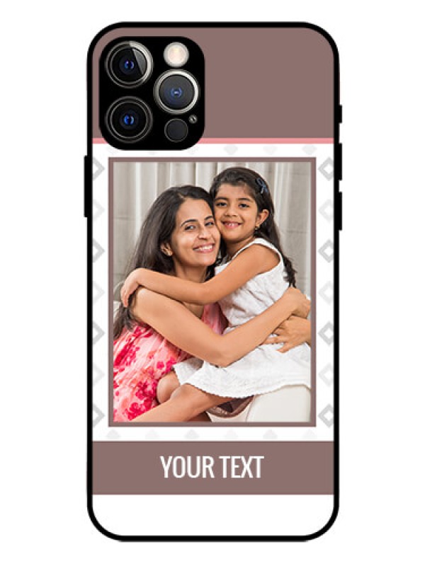 Custom Iphone 12 Pro Photo Printing on Glass Case  - Simple Diamond Design