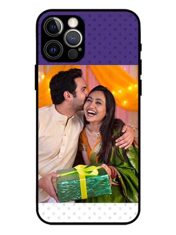Custom Iphone 12 Pro Personalized Glass Phone Case  - Violet Pattern Design