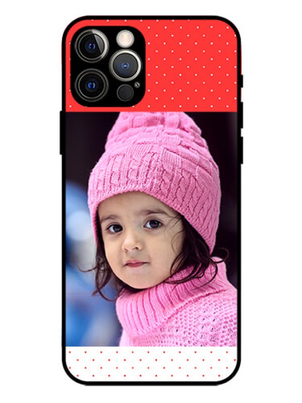 Custom Iphone 12 Pro Photo Printing on Glass Case  - Red Pattern Design