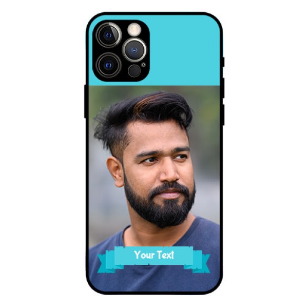Iphone 12 Pro Personalized Glass Phone Case - Simple Blue Color Design Iphone 12 Pro Personalized Glass Phone Case - Simple Blue Color Design