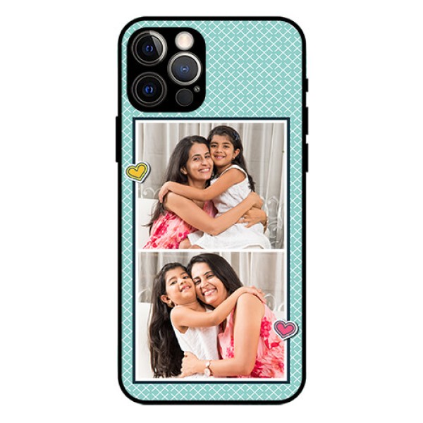 Iphone 12 Pro Custom Glass Phone Case  - 2 Image Holder with Pattern Design