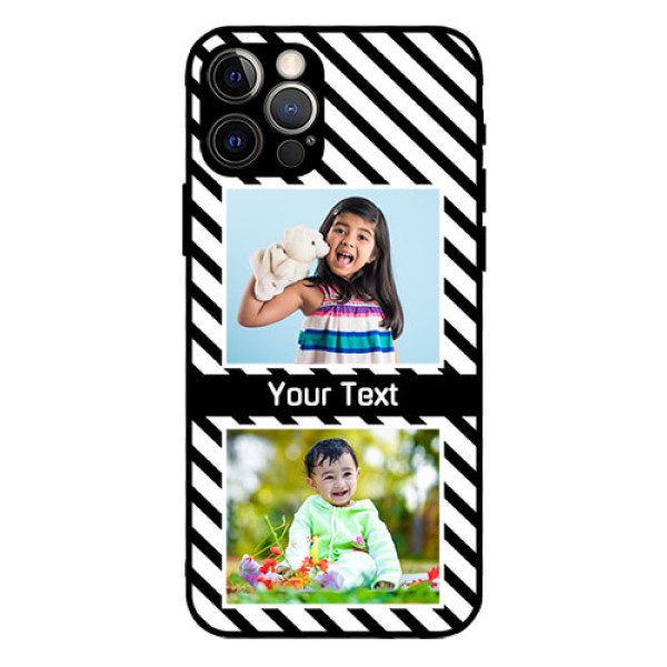 Iphone 12 Pro Photo Printing on Glass Case  - Black And White Stripes Design