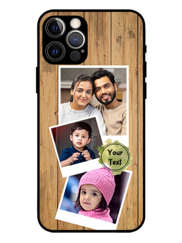 Custom Iphone 12 Pro Custom Glass Phone Case  - Wooden Texture Design