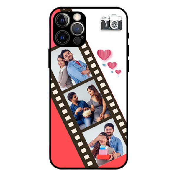 Iphone 12 Pro Personalized Glass Phone Case  - 3 Image Holder with Film Reel
