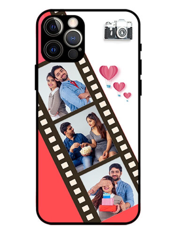 Custom Iphone 12 Pro Personalized Glass Phone Case  - 3 Image Holder with Film Reel