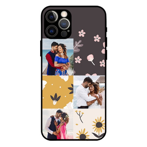 Iphone 12 Pro Photo Printing on Glass Case  - 3 Images with Floral Design