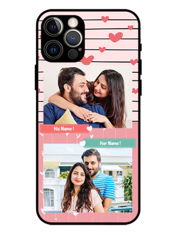 Custom Iphone 12 Pro Custom Glass Mobile Case  - Photo with Heart Design