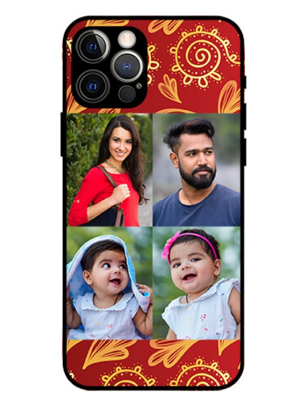 Custom Iphone 12 Pro Photo Printing on Glass Case  - 4 Image Traditional Design