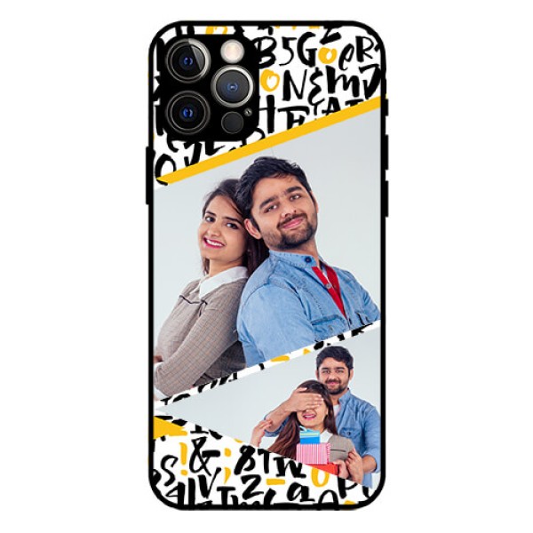 Iphone 12 Pro Custom Glass Mobile Case - Letters Pattern Design Iphone 12 Pro Custom Glass Mobile Case - Letters Pattern Design