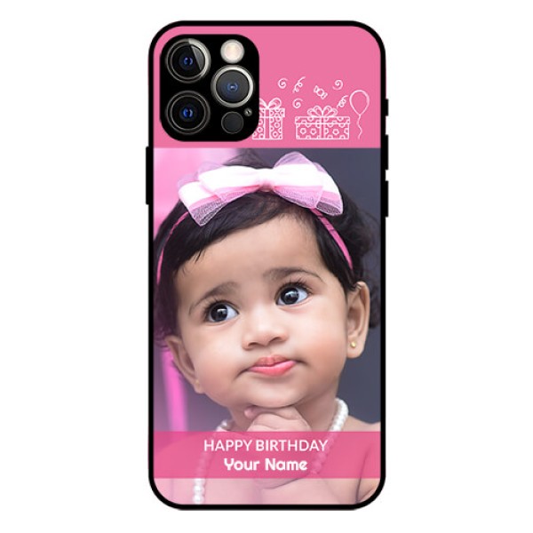 Iphone 12 Pro Photo Printing on Glass Case - with Birthday Line Art Design Iphone 12 Pro Photo Printing on Glass Case - with Birthday Line Art Design