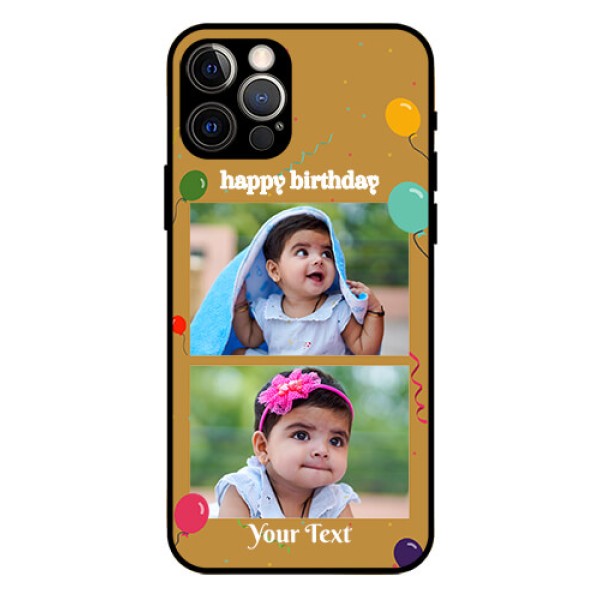 Iphone 12 Pro Personalized Glass Phone Case  - Image Holder with Birthday Celebrations Design