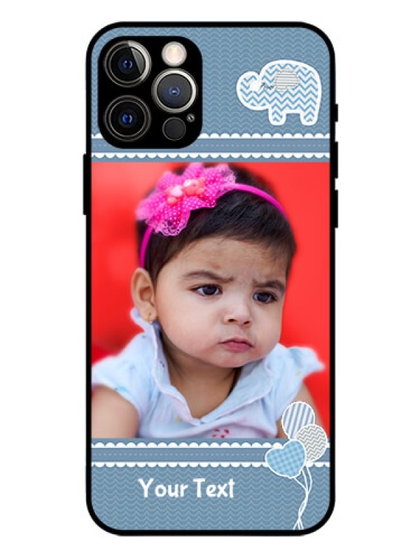 Custom Iphone 12 Pro Photo Printing on Glass Case  - with Kids Pattern Design