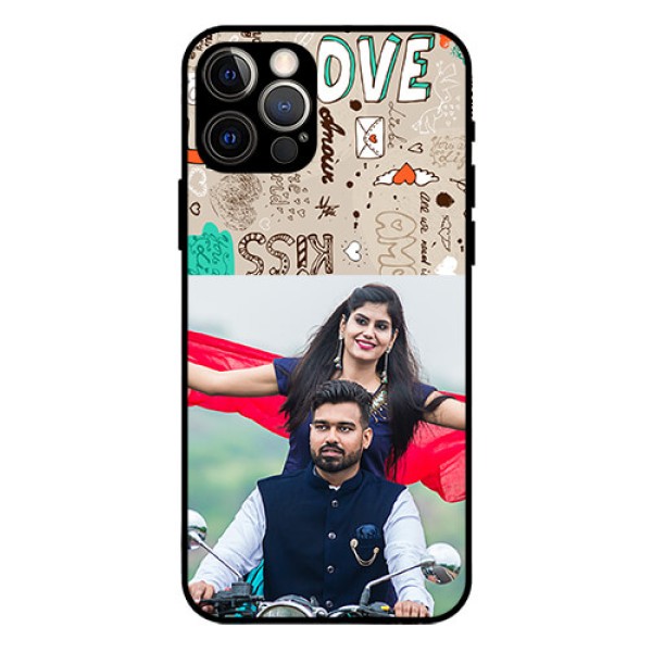 Iphone 12 Pro Custom Glass Phone Case - Love Doodle Pattern Iphone 12 Pro Custom Glass Phone Case - Love Doodle Pattern