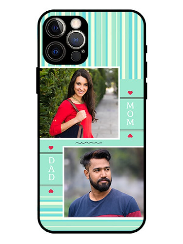 Custom Iphone 12 Pro Custom Glass Phone Case  - Mom & Dad Pic Design