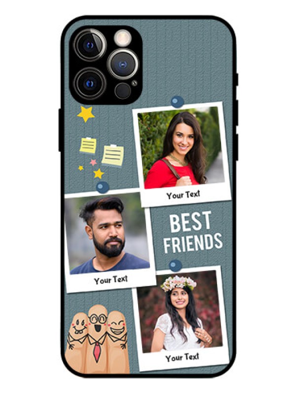 Custom Iphone 12 Pro Personalized Glass Phone Case  - Sticky Frames and Friendship Design