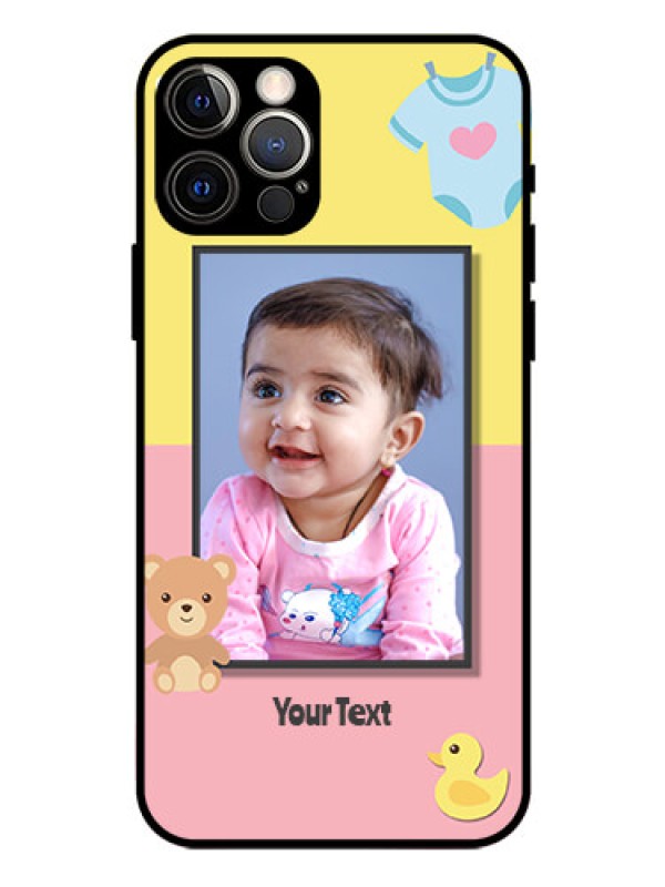 Custom Iphone 12 Pro Photo Printing on Glass Case  - Kids 2 Color Design