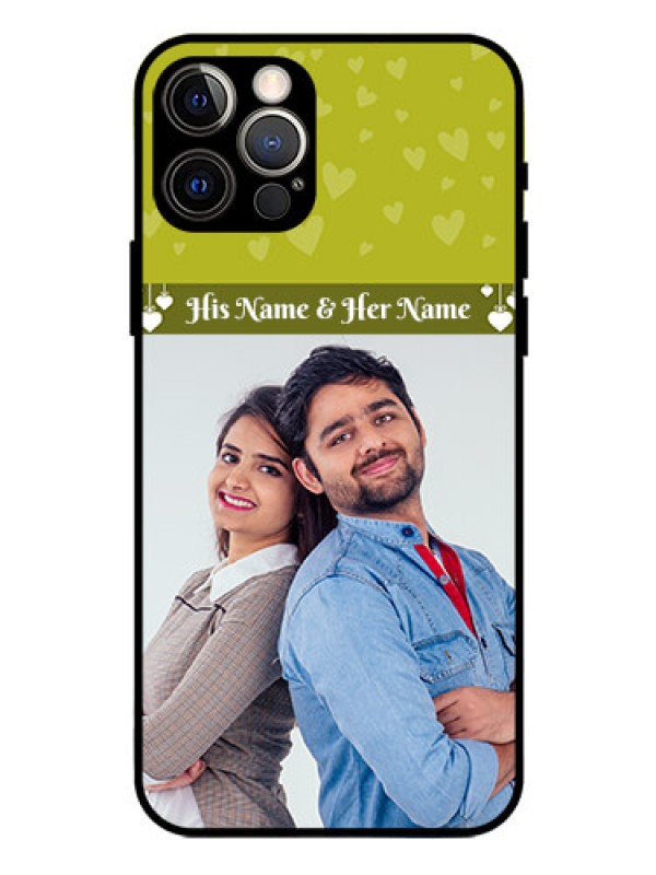 Custom Iphone 12 Pro Custom Glass Phone Case  - You & Me Heart Design
