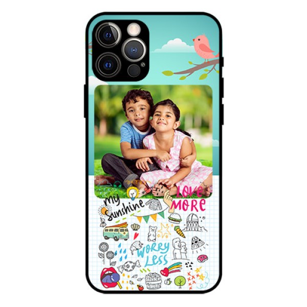 Iphone 12 Pro Photo Printing on Glass Case  - Doodle love Design