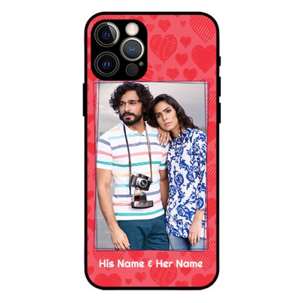 Iphone 12 Pro Photo Printing on Glass Case - with Red Heart Symbols Design Iphone 12 Pro Photo Printing on Glass Case - with Red Heart Symbols Design
