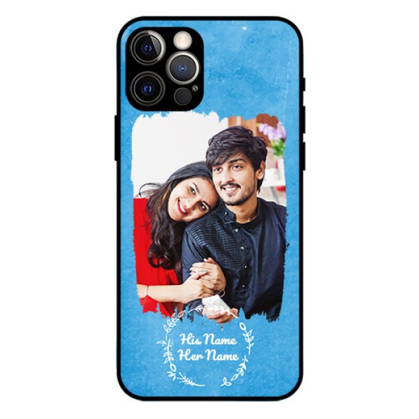 iPhone 12 Pro Custom Glass Phone Case - Blue Color Vintage Design iPhone 12 Pro Custom Glass Phone Case - Blue Color Vintage Design