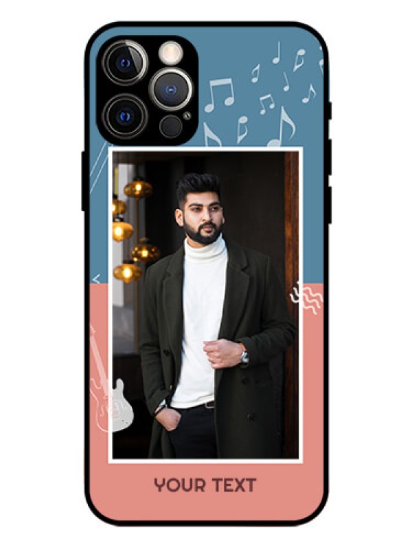 Custom Iphone 12 Pro Photo Printing on Glass Case  - with Color Musical Note Design