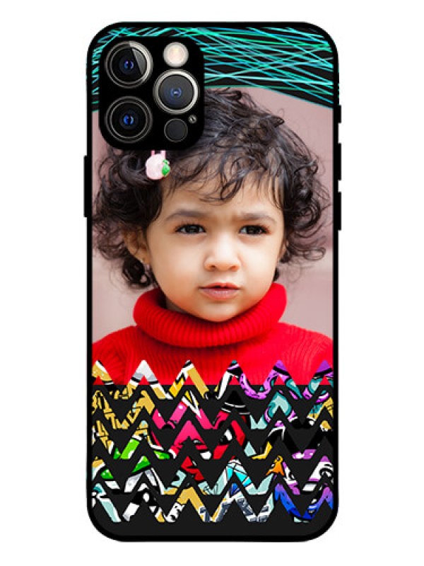 Custom Iphone 12 Pro Personalized Glass Phone Case  - Neon Abstract Design