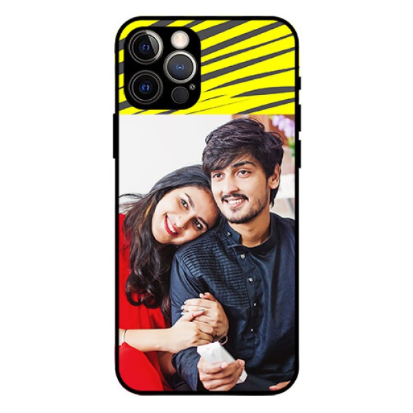 Iphone 12 Pro Photo Printing on Glass Case  - Yellow Abstract Design