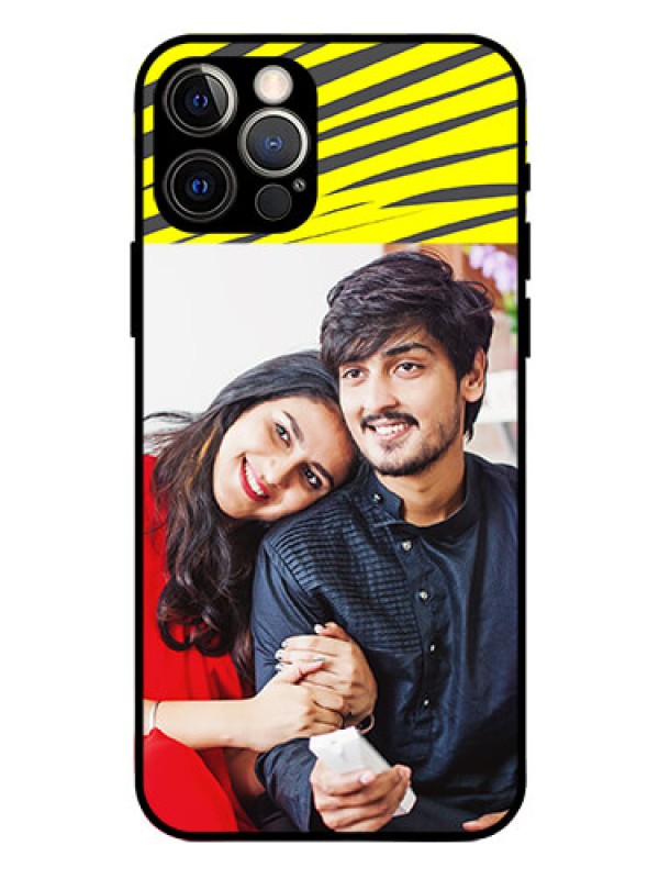 Custom Iphone 12 Pro Photo Printing on Glass Case  - Yellow Abstract Design