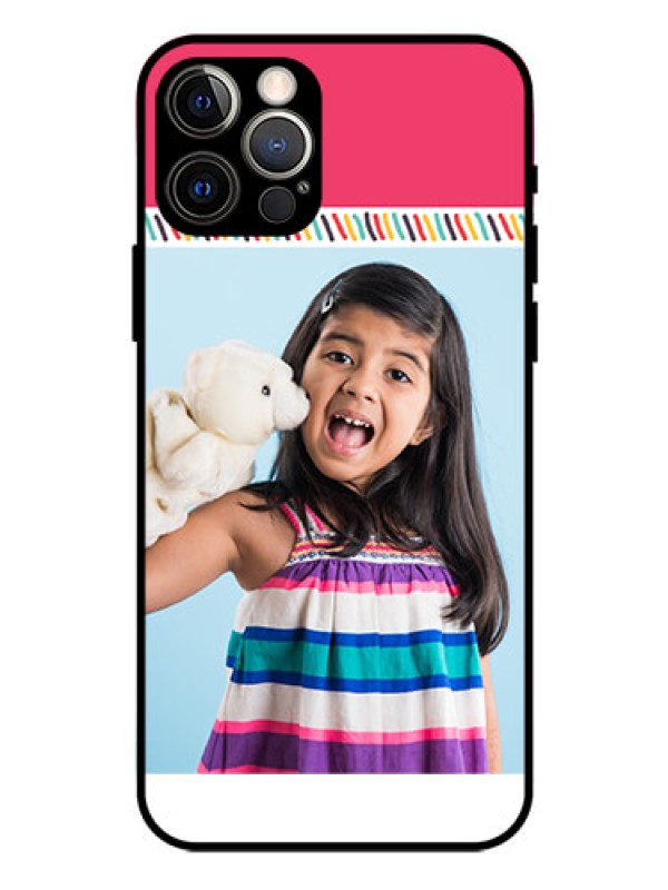 Custom Iphone 12 Pro Personalized Glass Phone Case  - Line art design