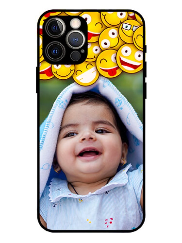 Custom Iphone 12 Pro Custom Glass Mobile Case  - with Smiley Emoji Design