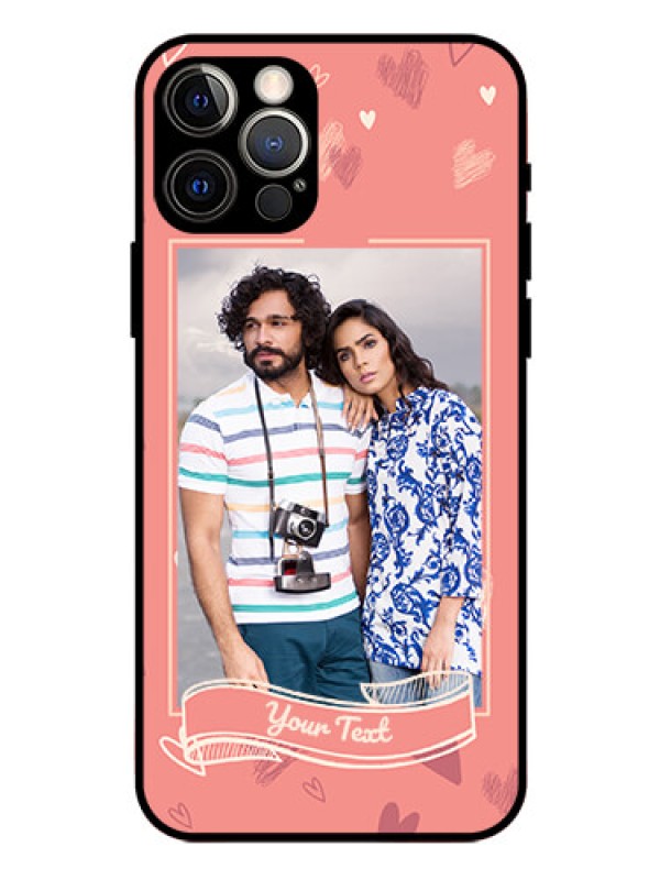 Custom Iphone 12 Pro Custom Glass Phone Case  - Love doodle art Design