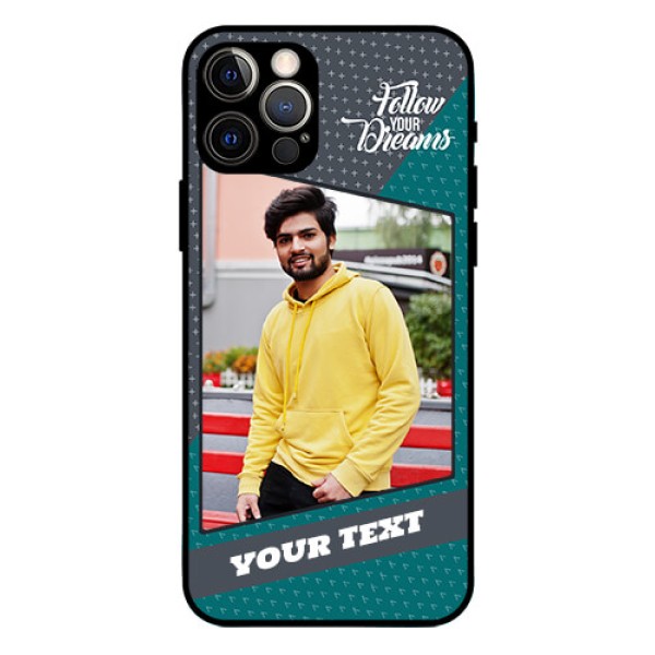 Iphone 12 Pro Personalized Glass Phone Case  - Background Pattern Design with Quote