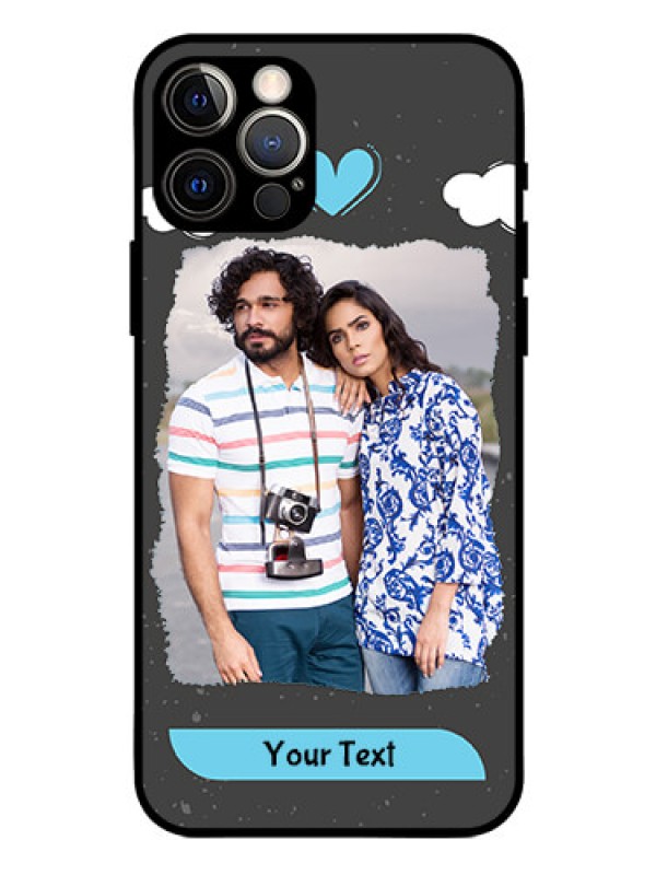 Custom Iphone 12 Pro Custom Glass Phone Case  - Splashes with love doodles Design