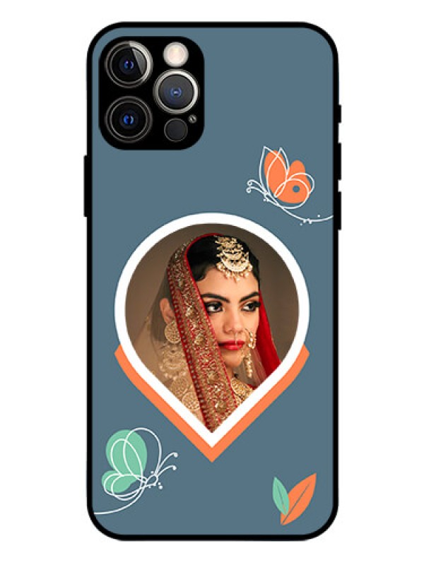Custom iPhone 12 Pro Custom Glass Mobile Case - Droplet Butterflies Design