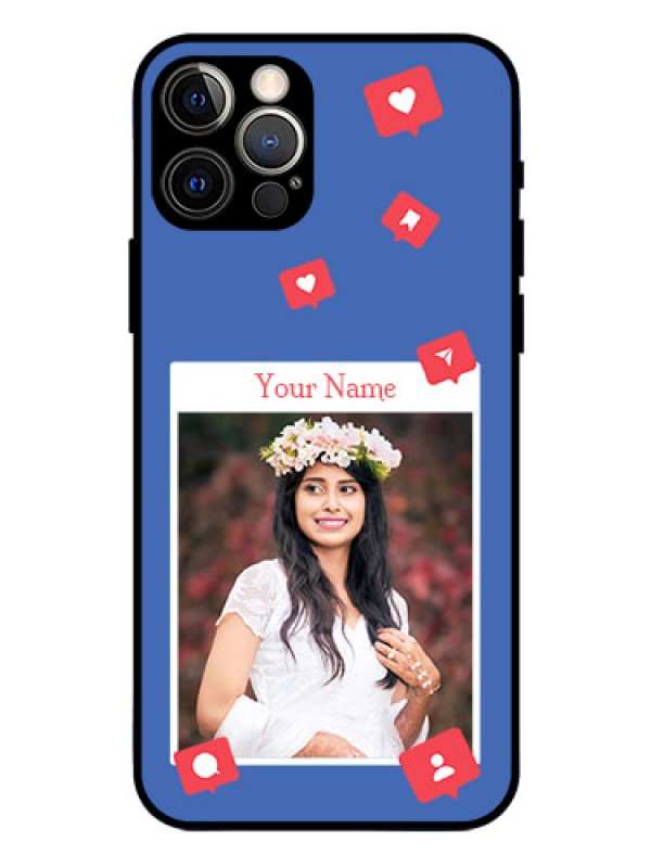 Custom iPhone 12 Pro Custom Glass Phone Case - Like Share And Comment Design