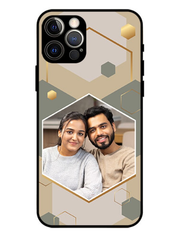 Custom iPhone 12 Pro Photo Printing on Glass Case - Stylish Hexagon Pattern Design